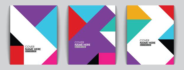 Bold geometric memphis background cover with abstract triangular layout