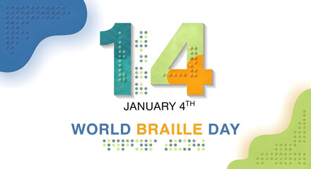 Celebrating world braille day on january 14th with colorful numbers and braille text