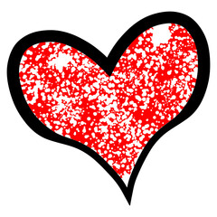 Hand drawn red heart with grunge texture