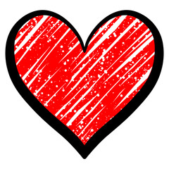 Hand drawn grunge red heart with brush strokes