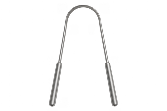 Stainless steel tongue scraper removing bacteria for fresh breath