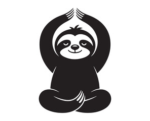 Meditating Sloth Illustration, Cute Yoga Animal Vector Art.