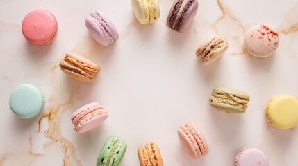 Obraz premium Colorful Macarons on Marble Background