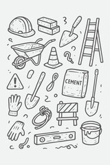 Construction Site Doodle Pack | Hand-Drawn Builder Tools & Sketch Line Icons