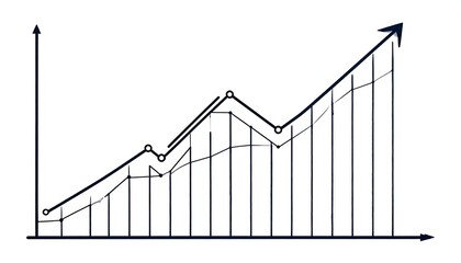 Line graph showing upward trend with arrow pointing up.