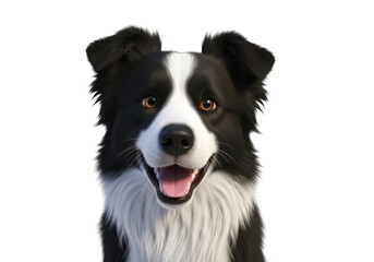 Fototapeta premium Close up portrait of a happy border collie dog with detailed fur, isolated isolated on transparent background
