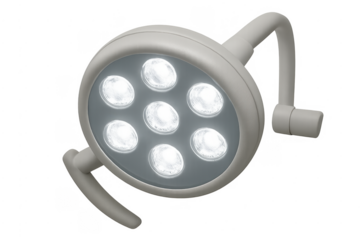 Operating room surgical light illuminating transparent background