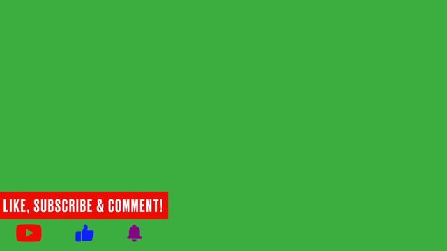 Green screen transparent Animated Like and Subscribe Icons CTA for YouTube Video Outro and Social Media Call to Action