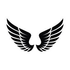 Obraz premium Black silhouette of a pair of stylized bird or angel wings, symbolizing freedom, flight, and aspiration