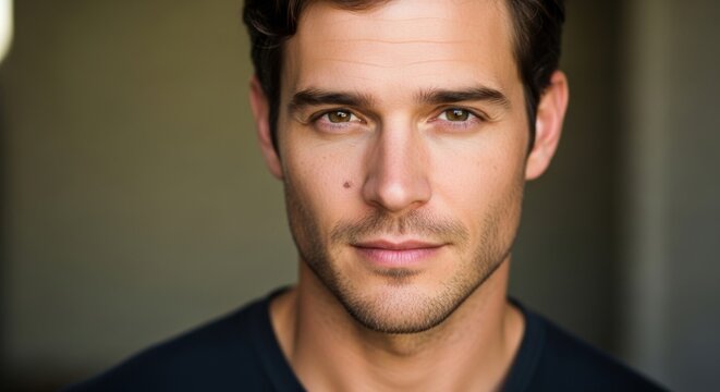 Close-up portrait of confident young man with smooth skin and - Powered by Adobe