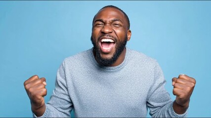 Joyful Man Screaming in Triumph and Excitement