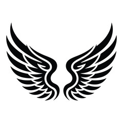 Obraz premium Stylized black wings with intricate feather details, presented symmetrically and