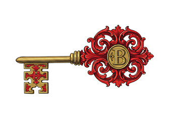 Elegant ornate key unlocks success and opportunities