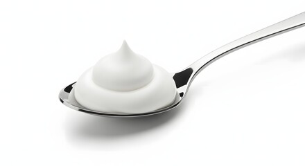 Creamy Delight: White Mousse on Silver Spoon, Elegant Dessert Presentation for Food Photography and Culinary Art Inspiration.