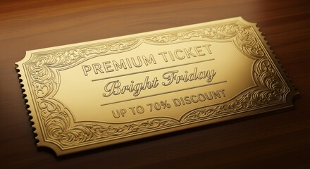 Fototapeta premium Exclusive Golden Premium Ticket for Black Friday Savings