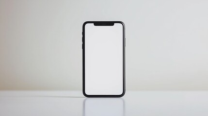 Smartphone on table with blank screen, ready for use or customization in a modern setting
