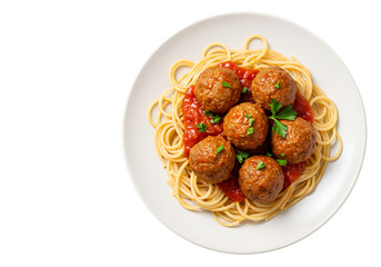 Delicious spaghetti and meatballs with fresh parsley garnish