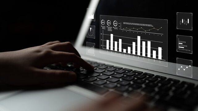 An interface for financial data analysis and stock market reporting. A collection of charts for tracking trends, performance, and investment data. Motif
