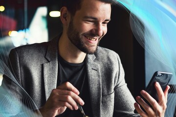 Man reading messages on his phone