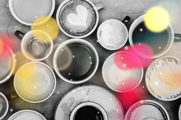 Aerial view of various coffee