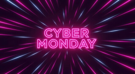 Bright Neon Cyber Monday Shopping Event Background