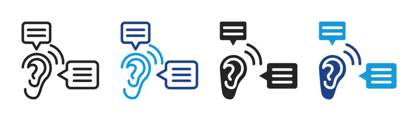 Active Listening icon set multiple style collection