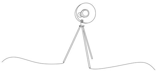 Vintage camera tripod continuous line drawing