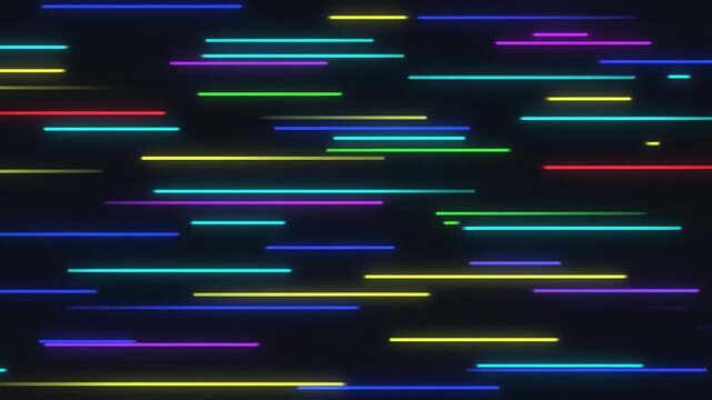 Neon horizontal streaks and digital motion bars across dark widescreen.