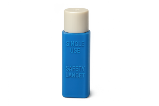 Blue single use safety lancet for blood testing