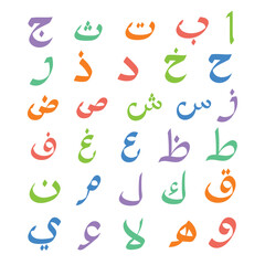 Colorful Arabic Alphabet Letters in a Vibrant Design Illustration Collection