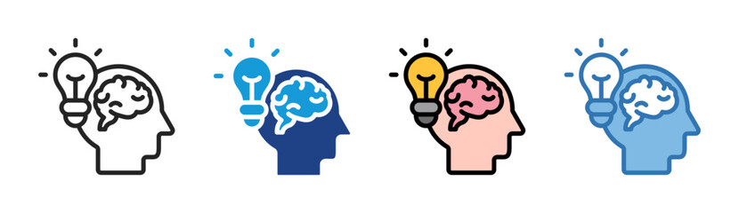 Brain Idea icon set multiple style collection