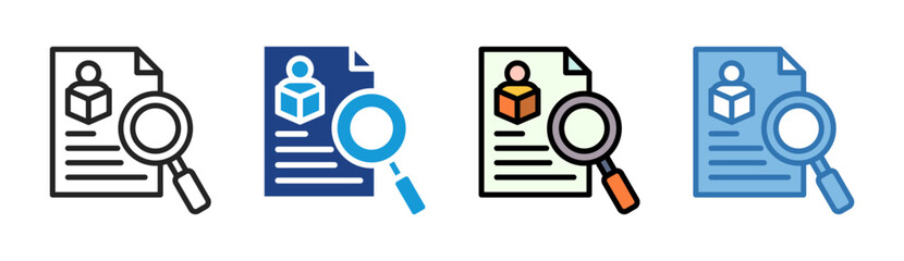 Document Research icon set multiple style collection