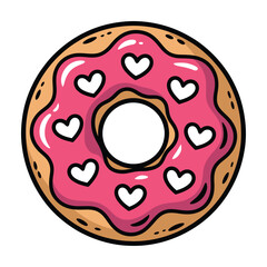 Obraz premium A delicious pink glazed donut with white heart sprinkles, perfect for valentines day or any sweet celebration