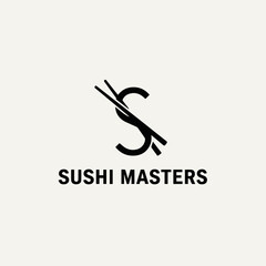 Fototapeta premium Chopsticks + Initial Letter Logo