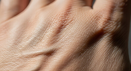 Closeup of Human Hand Skin Texture and Veins.