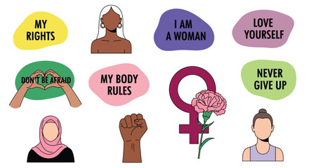 Empowering women with illustrated feminist icons and inspiring messages