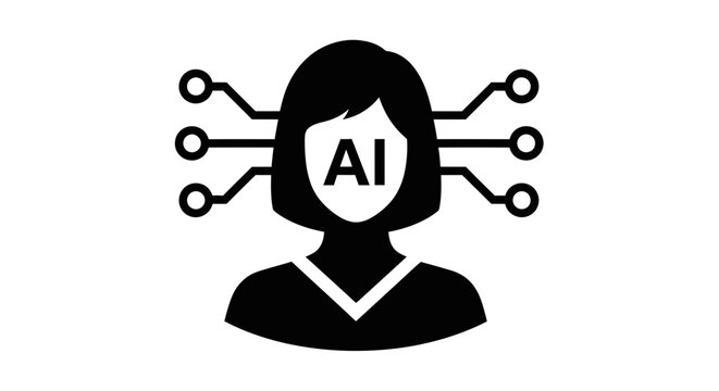 Powerful AI female robot with modern technology brain connections design