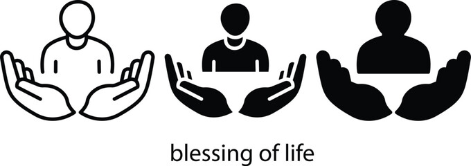 God Protecting Care Generous Gift Life Blessing Icon Vector Silhouette and Pictogram..eps