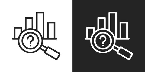 Data Analysis Icon In Black And White Line Style