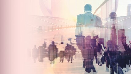 Blurred scene of crowded people are walking in rush