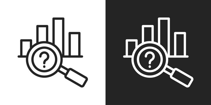 Data Analysis Icon In Black And White Line Style