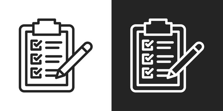 Checklist Evaluation Icon In Black And White Line Style - Powered by Adobe