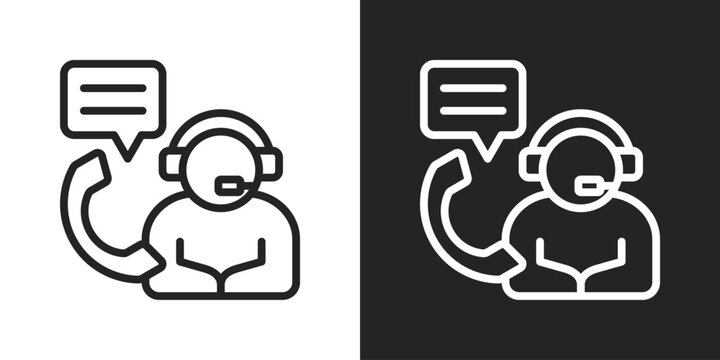 Customer Support Icon In Black And White Line Style