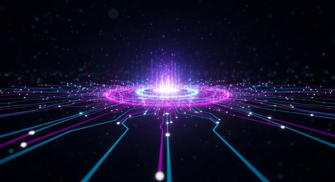 Futuristic Neon Data Portal – Abstract Digital Energy Burst.