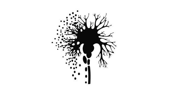 Abstract representation of a decaying neuron or neural network, symbolizing loss of memory or cognitive decline.