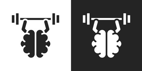 Brain Training Icon In Black And White Glyph Style