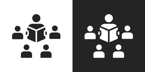 Group Learning Icon In Black And White Glyph Style