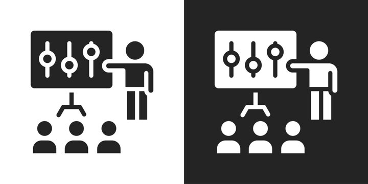 Class Training Icon In Black And White Glyph Style