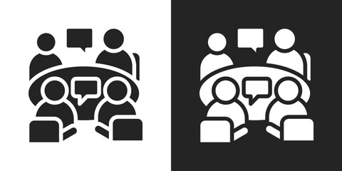 Team Discussion Icon In Black And White Glyph Style
