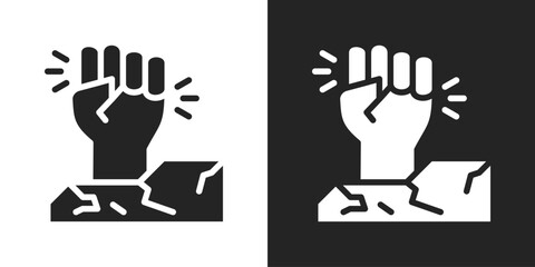 Empowerment Breakthrough Icon In Black And White Glyph Style